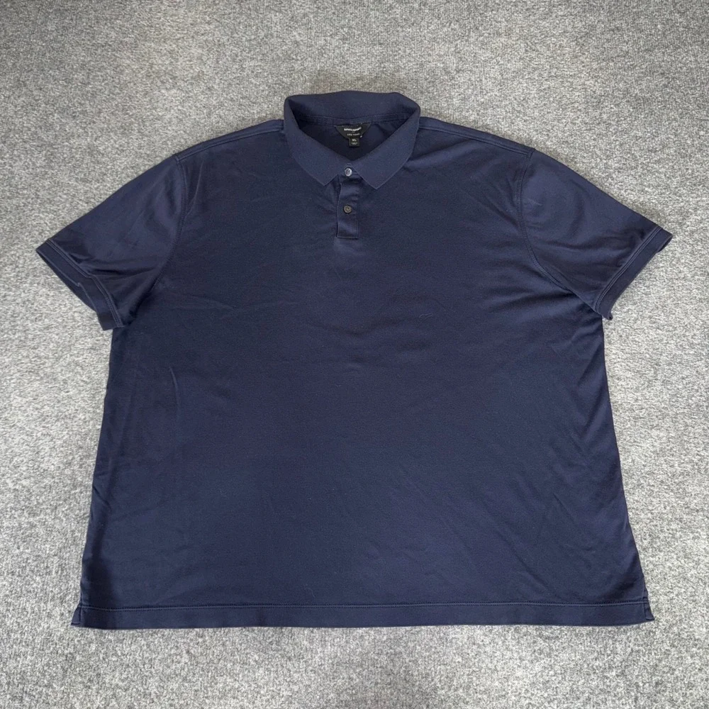 Banana Republic Luxe Touch Polo Shirt Mens XL Navy Blue Cotton Short Sleeve